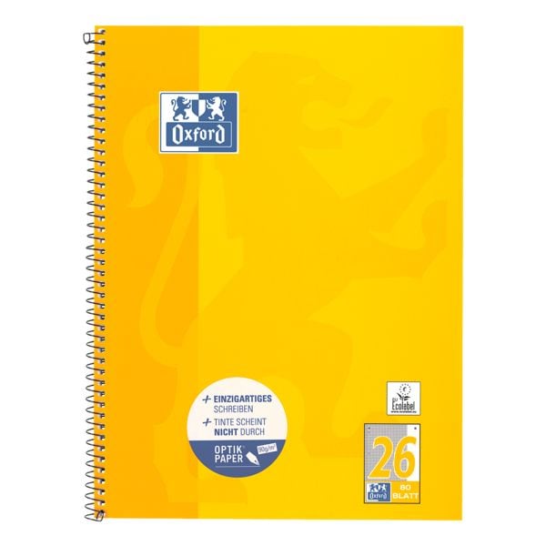 Collegeblock Oxford Schule Lineatur 26 A4+ kariert, 80 Blatt