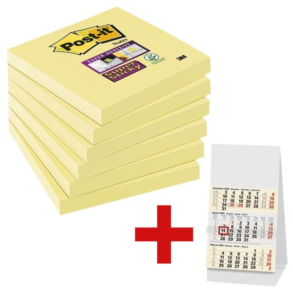6x Post-it Super Sticky Haftnotizblock Notes 7,6 x 7,6 cm, 540 Blatt gesamt, gelb inkl. Tischkalender 2021 6x Post-it Super Sticky Haftnotizblock Notes 7,6 x 7,6 cm, 540 Blatt gesamt, gelb inkl. Tischkalender 2021