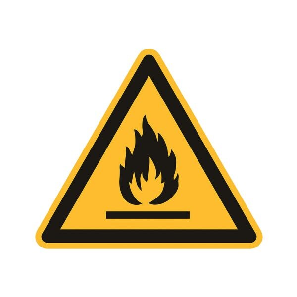 Sicherheitskennzeichen Warnung vor feuergefhrlichen Stoffen [W021] 10 x 10 cm