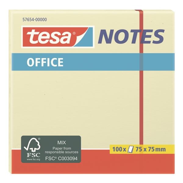 tesa Office Notes 7,5 x 7,5 cm, 100 Blatt gesamt, gelb