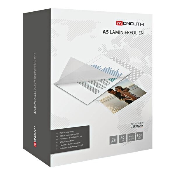 MONOLITH 300 Stück Laminierfolien 81M0580007 A5 80 mic