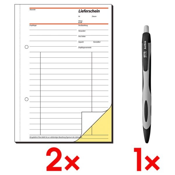Sigel 2x Formularbuch »Lieferschein mit Empfangsschein« SD011 inkl. 1x Kugelschreiber »Active« Sigel 2x Formularbuch »Lieferschein mit Empfangsschein« SD011 inkl. 1x Kugelschreiber »Active«