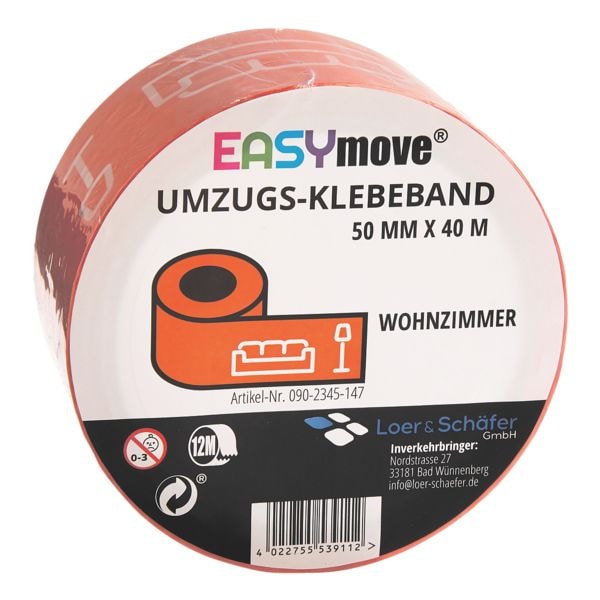 Loer & Schäfer Umzugs-Klebeband EasyMove® Wohnzimmer orange, 50 mm breit, 40 Meter lang Loer & Schäfer Umzugs-Klebeband EasyMove® Wohnzimmer orange, 50 mm breit, 40 Meter lang