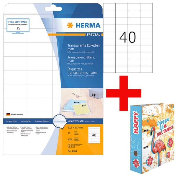 Herma Transparente Folien-Etiketten »Special« 1000 Stück inkl. Motivordner »Crazies - Happy« Herma Transparente Folien-Etiketten »Special« 1000 Stück inkl. Motivordner »Crazies - Happy«