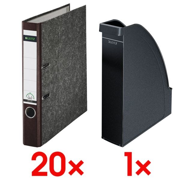 20x Ordner A4 LEITZ 1050 schmal, Wolkenmarmor mit farbigem Rücken inkl. Stehsammler »2476« schwarz 20x Ordner A4 LEITZ 1050 schmal, Wolkenmarmor mit farbigem Rücken inkl. Stehsammler »2476« schwarz