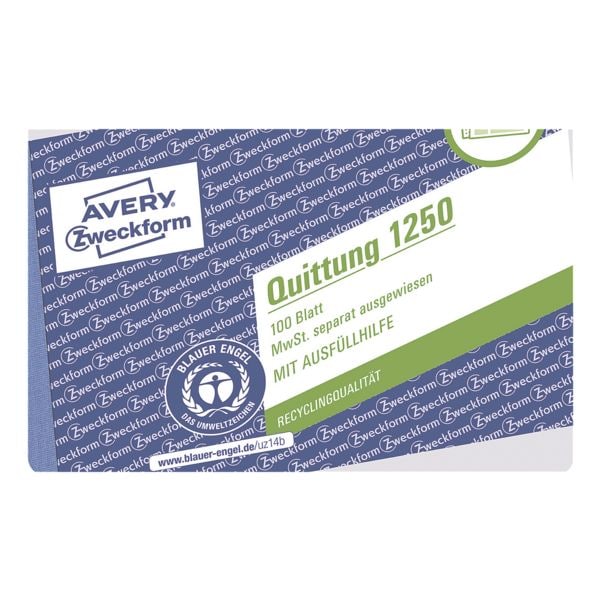 Avery Zweckform Formularbuch 1250 Quittung, MwSt. separat mit Netto-Brutto