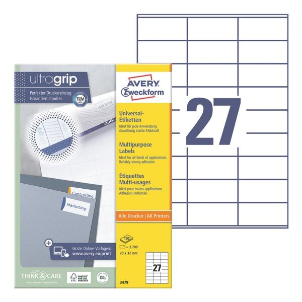 Avery Zweckform 2700er-Pack Universal Klebeetiketten 3479