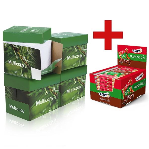 4x Multifunktionspapier A4 MultiCopy - 10000 Blatt gesamt inkl. Corny Haferkraft, sortiert 24x65g 4x Multifunktionspapier A4 MultiCopy - 10000 Blatt gesamt inkl. Corny Haferkraft, sortiert 24x65g