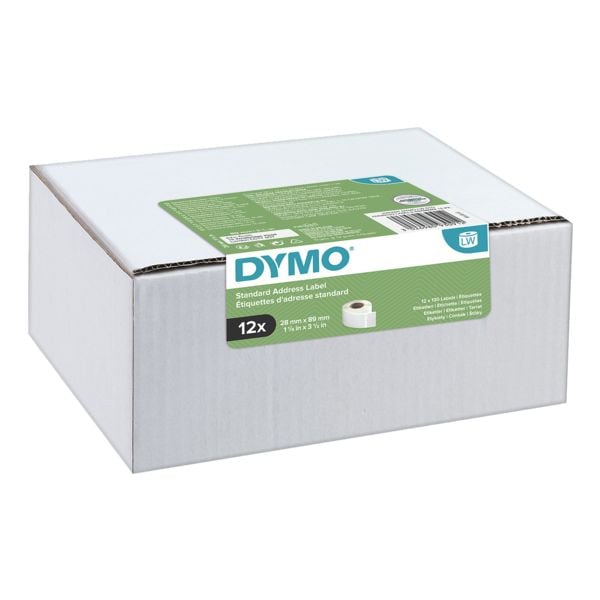 Dymo 12er-Pack LabelWriter Papier-Etiketten S0722370 Vorteilspaket