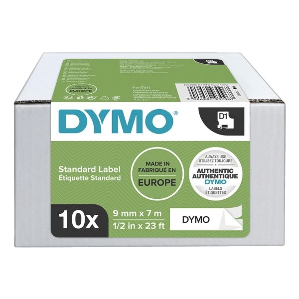 10x Dymo S0720680 Beschriftungsband (Vorteilspack) 9 mm x 7 m fr Dymo D1 Beschriftungsgerte