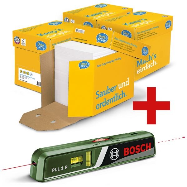 4x Öko-Box Multifunktionales Druckerpapier A4 Data-Copy Everyday Printing - 10000 Blatt gesamt inkl. Laser-Wasserwaage »PLL 1 P« 4x Öko-Box Multifunktionales Druckerpapier A4 Data-Copy Everyday Printing - 10000 Blatt gesamt inkl. Laser-Wasserwaage »PLL 1 P«