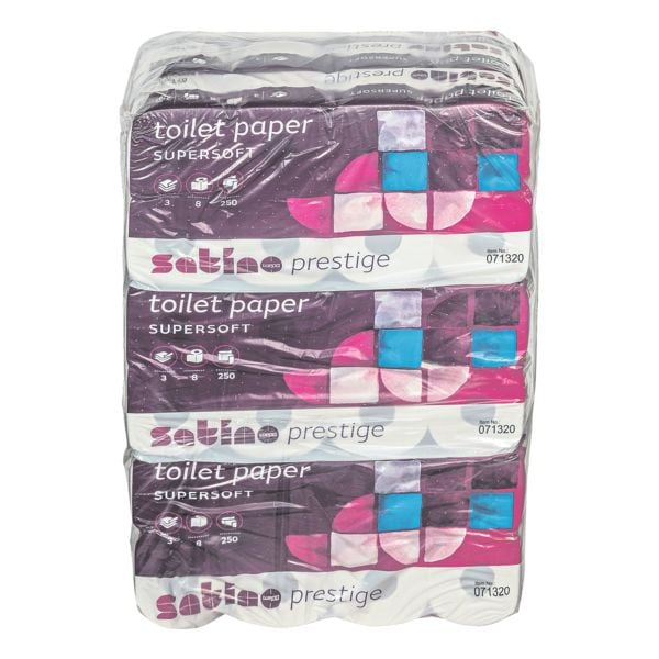 Satino prestige Toilettenpapier Prestige 3-lagig, hochwei - 72 Rollen (9 Pack  8 Rollen)