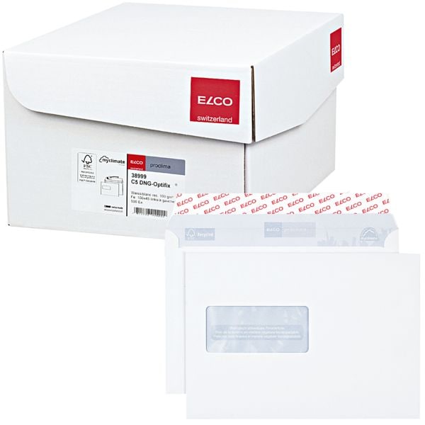 Briefumschlge ELCO Proclima, C5 100 g/m mit Fenster, haftklebend - 500 Stck