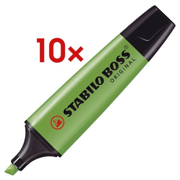 10x STABILO Textmarker BOSS® Original, nachfllbar, Keilspitze