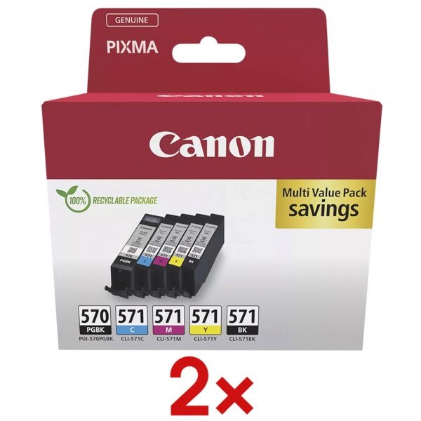 Canon 2x Tintenpatronen-Set PGI-570/CLI-571 PGBK/BK/C/M/Y