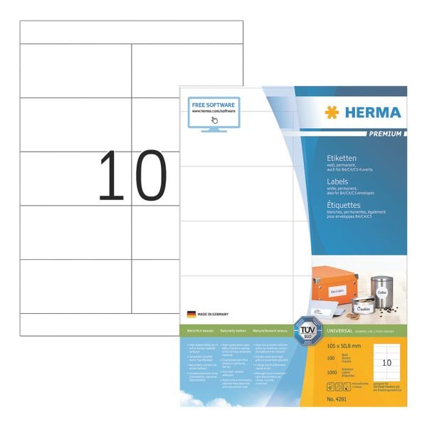 Herma 1000er-Pack PREMIUM Klebeetiketten 105x50,8 mm