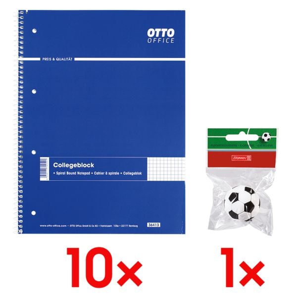 10x OTTO Office Collegeblock A4 kariert, 80 Blatt inkl. Radierer »Fußball« 10x OTTO Office Collegeblock A4 kariert, 80 Blatt inkl. Radierer »Fußball«