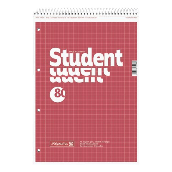 5x Notizblock Brunnen Student A4 kariert, 80 Blatt 5x Notizblock Brunnen Student A4 kariert, 80 Blatt