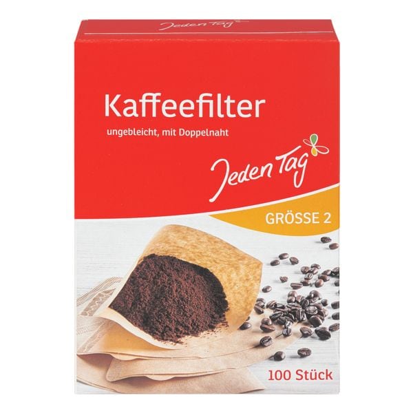 Jeden Tag 100er-Pack Kaffeefilter naturbraun, Gre 2