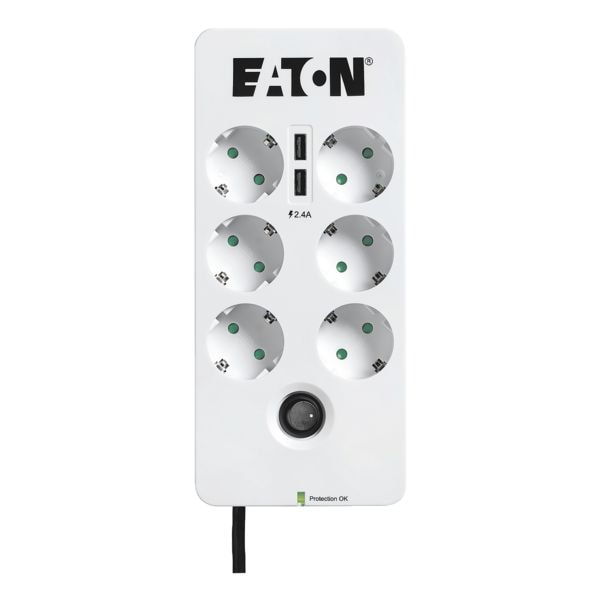 Eaton 6-fach USB-Steckdosenleiste mit berspannungsschutz Protection Box