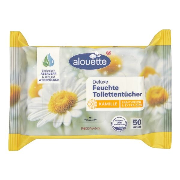 alouette Feuchtes Toilettenpapier Kamille Deluxe 1-lagig, weiß - 50 Tücher alouette Feuchtes Toilettenpapier Kamille Deluxe 1-lagig, weiß - 50 Tücher