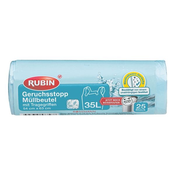 RUBIN Anti-Geruch Mllbeutel 35 L blulich transparent 25 Stck