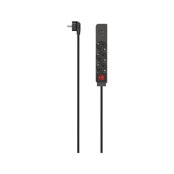 3-fach Steckdosenleiste Hama USB 3,4 A mit Schalter schwarz