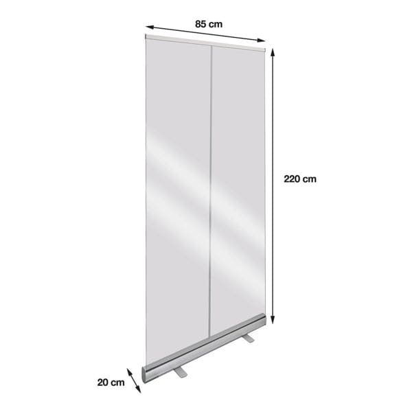 EICHNER Mobile Roll-Up Hygieneschutzwand 85 x 20 x 220 cm