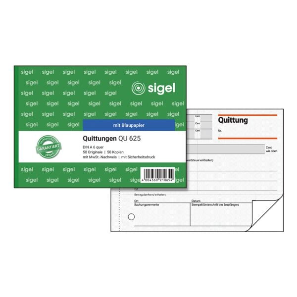 Sigel Formularbuch »Quittung inkl. MwSt.« QU625