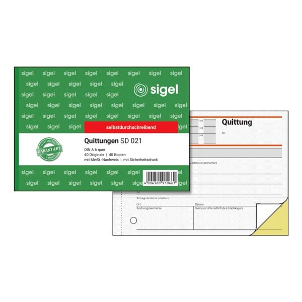 Sigel Formularbuch »Quittung mit MwSt.« SD021 Sigel Formularbuch »Quittung mit MwSt.« SD021