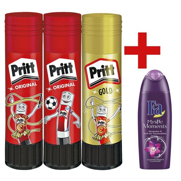 Pritt 2+1 Klebestifte »Sport - Big« inkl. Duschgel »Mystic Moments« Pritt 2+1 Klebestifte »Sport - Big« inkl. Duschgel »Mystic Moments«