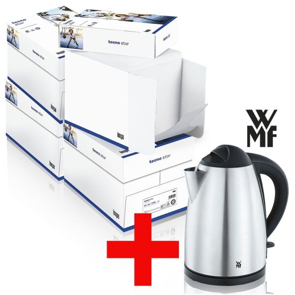 4x Öko-Box Kopierpapier A4 Inapa tecno Star - 10000 Blatt gesamt, 80g/qm inkl. Wasserkocher »Bueno« 1,7 L 4x Öko-Box Kopierpapier A4 Inapa tecno Star - 10000 Blatt gesamt, 80g/qm inkl. Wasserkocher »Bueno« 1,7 L