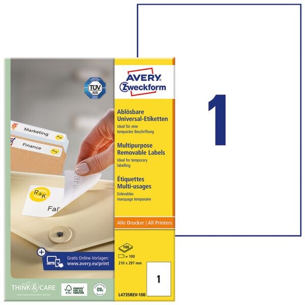 Avery Zweckform 20% AKTION: 100er-Pack Universal Klebeetiketten L4735REV-100