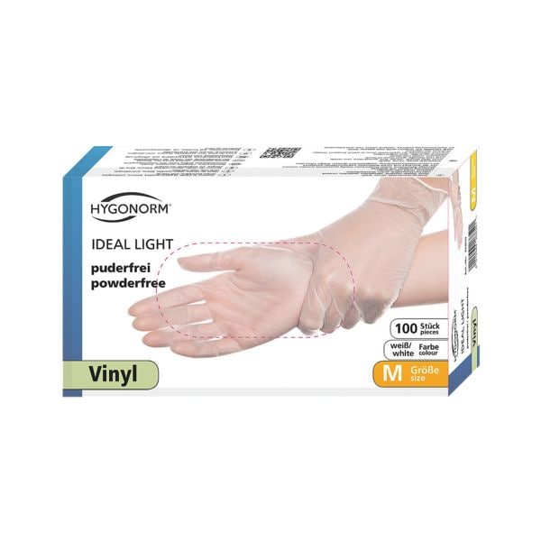 100 Franz Mensch Vinylhandschuh IDEAL LIGHT Vinyl (puderfrei), Größe M weiß