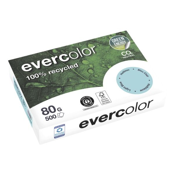 Farbiges Recycling-Multifunktionspapier A4 Clairefontaine Evercolor - pastellfarben - 500 Blatt gesamt, 80g/qm