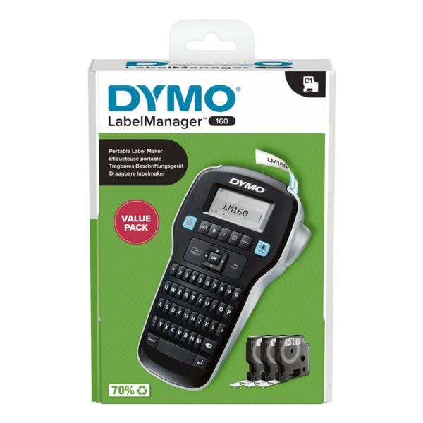 Dymo Labelmanager 160 Beschriftungsgerät inkl. 3 Beschriftungsbänder D1 Dymo Labelmanager 160 Beschriftungsgerät inkl. 3 Beschriftungsbänder D1