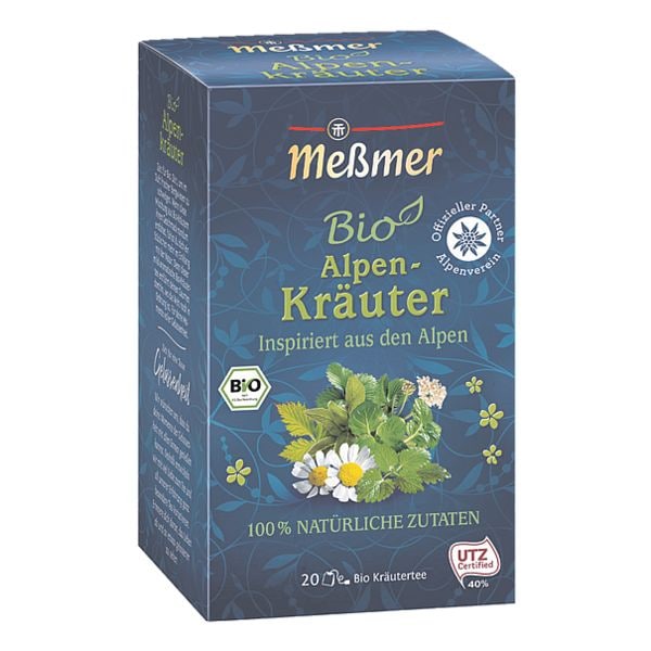 Memer BIO Krutertee Alpen-Kruter Tassenportion, Papierkuvert, 20er-Pack