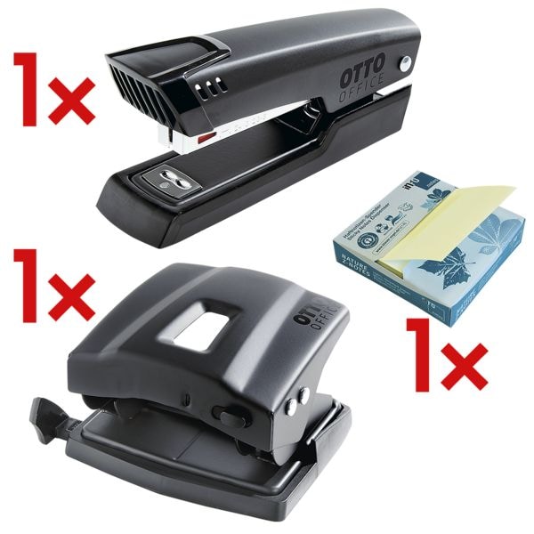OTTO Office Locher »30« inkl. Tacker / Heftgerät »20« + Haftnotizspender »Recycling« mit Z-Notes, gelb OTTO Office Locher »30« inkl. Tacker / Heftgerät »20« + Haftnotizspender »Recycling« mit Z-Notes, gelb