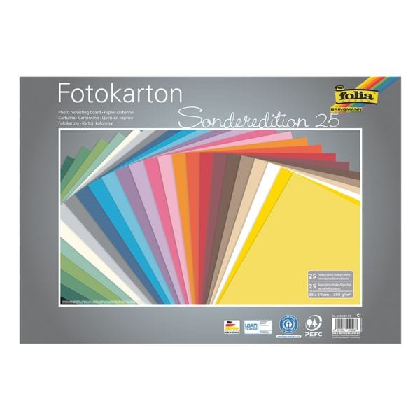 folia Fotokarton 300g/m 25 Farben 35 x 50 cm 25 Blatt