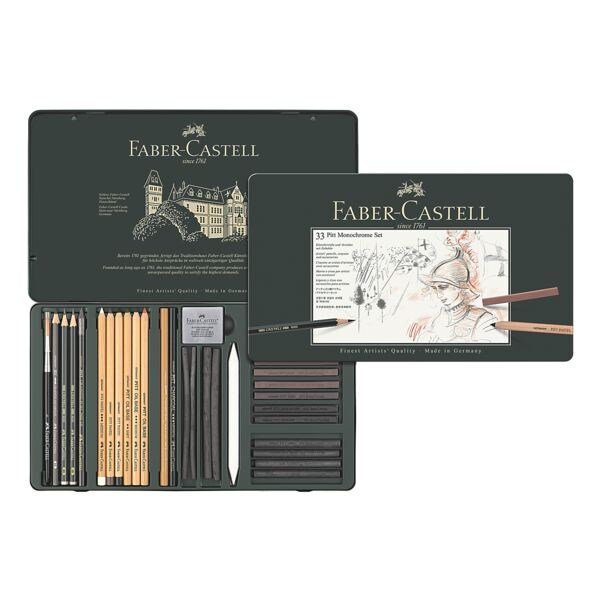 Faber-Castell Zeichenstifte Monochrome Set Pitt 33er Metalletui