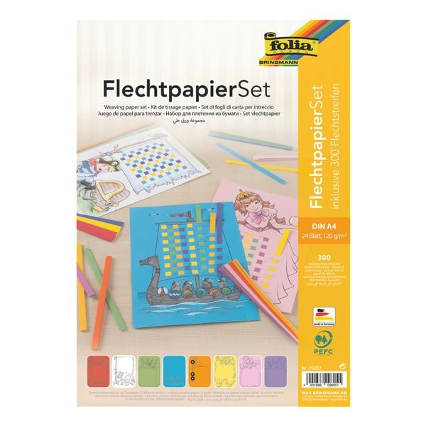 folia Flechtpapier-Set mit Flechtstreifen 24 Blatt