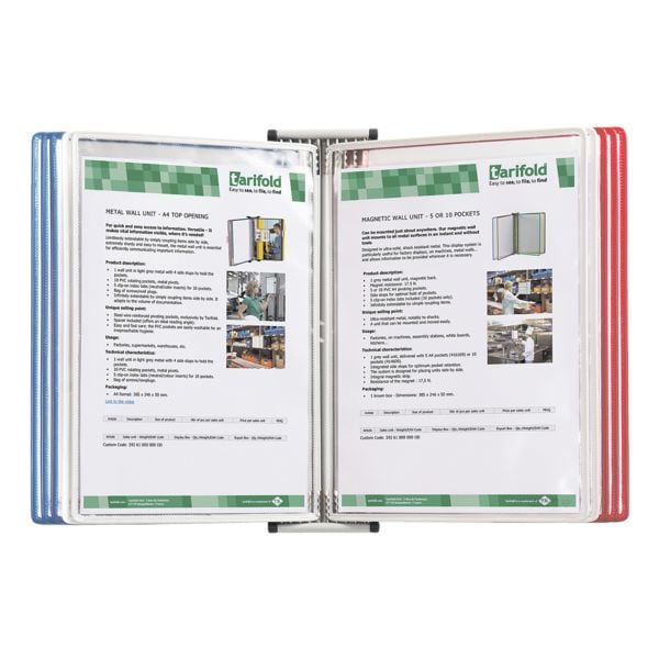 Tarifold Wandsichttafelelement Nationalfarben FR/UK/NL/CZ DIN A4 grau aus Metall mit 10 Sichttafeln