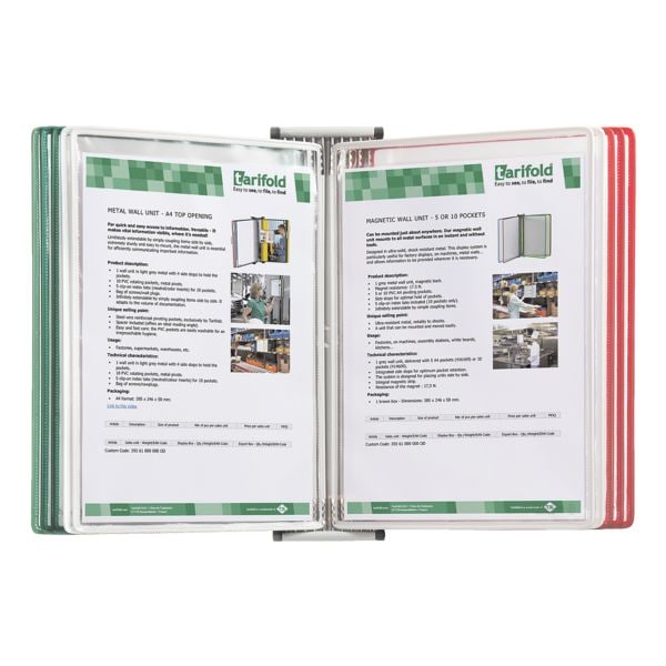 Tarifold Wandsichttafelelement �Nationalfarben Italien� DIN A4 grau aus Metall mit 10 Sichttafeln