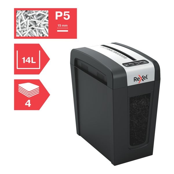Aktenvernichter Rexel Secure MC4-SL Slimline Whisper-Shred™, Sicherheitsstufe 5, Mikroschnitt (2 x 15 mm), bis 4 Blatt