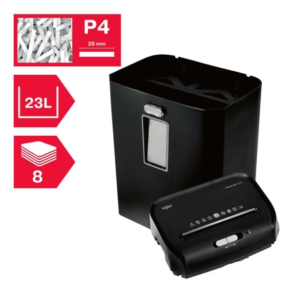 Aktenvernichter Rexel ProMax REX823, Sicherheitsstufe 4, Partikelschnitt (4 x 40 mm), bis 8 Blatt