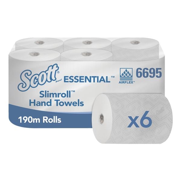 Papierhandt�cher Scott Essential&trade; Slimroll&trade;, wei�, 190 m aus Airflex mit Endlospapier