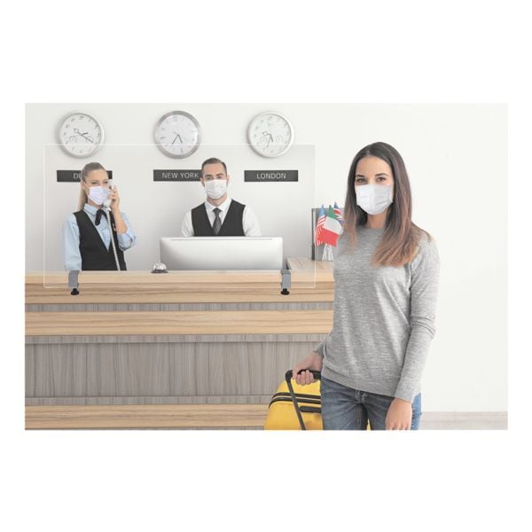 Magnetoplan Nies- und Spuckschutz rahmenlose Hygienewand Acrylglas mit Klemmhaltern 162 x 7 x 62 cm