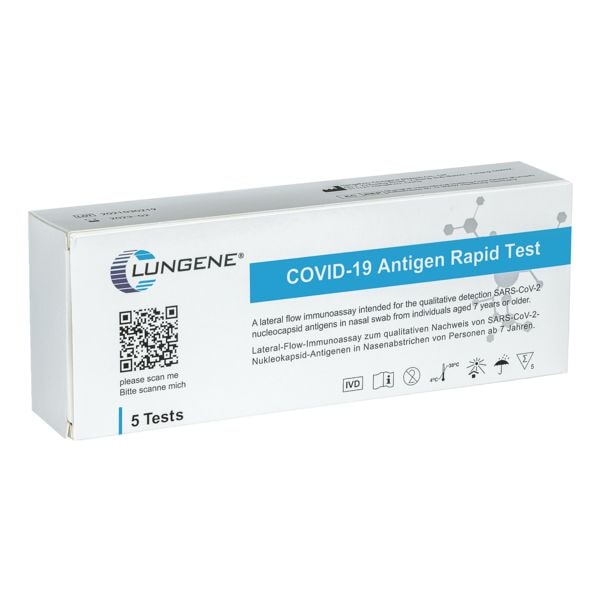 Clungene 5er-Pack SARS-CoV-2 Laien-Antigen-Schnelltest per Nasenabstrich Clungene 5er-Pack SARS-CoV-2 Laien-Antigen-Schnelltest per Nasenabstrich