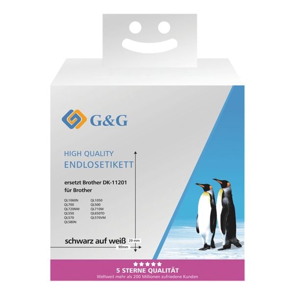 G&G Papier-Etiketten ersetzt Brother DK-11201 29 x 90 mm - 400 Stck
