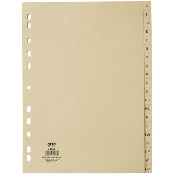 OTTO Office Register, A4, A-Z 20-teilig, chamois, Recycling-Tauenpapier